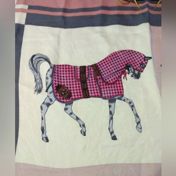 Vintage Silk Scarf Rolled Hem Equestrian Horse Bridle Foulard - Picture 9 of 16
